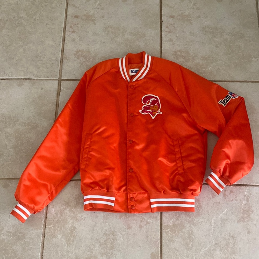 Vintage 80s Tampa Bay Buccaneers Bucco Bruce Satin Bomber